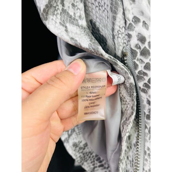 Snakeskin faux leather moto jacket size S - Picture 15 of 15